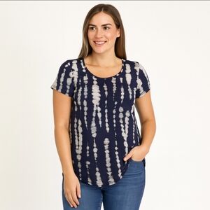 B.L.E.U Blue Gray Tie Dye Look Top With Asymmetrical Hemline Sz M